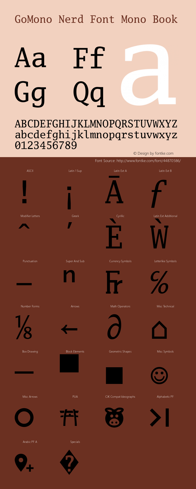 Go Mono Nerd Font Complete Mono Version 2.008; ttfautohint (v1.6)图片样张