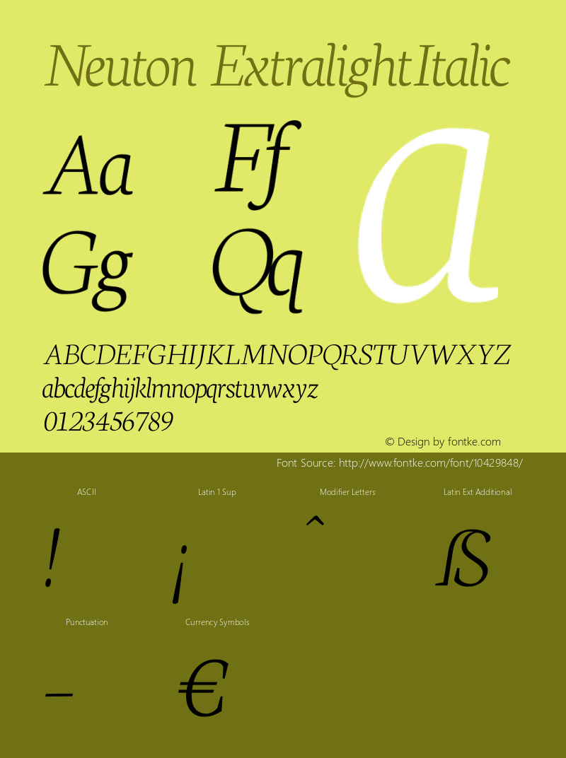 Neuton ExtralightItalic Version 1.46图片样张