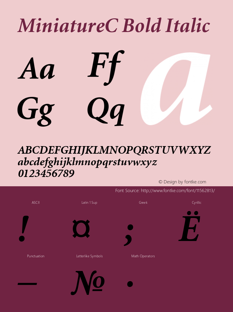 MiniatureC Bold Italic Version 004.001图片样张