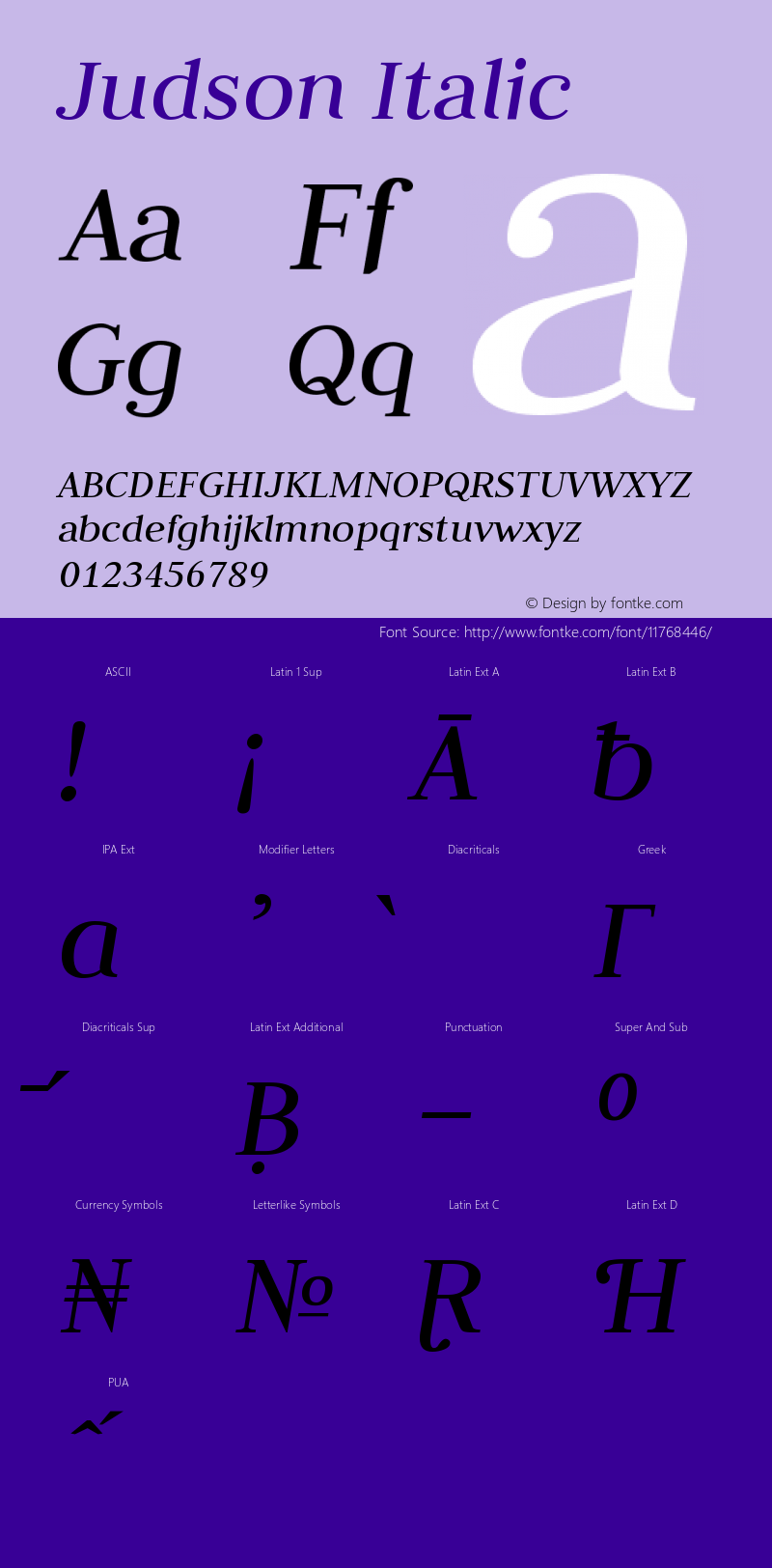 Judson Italic Version 20110429图片样张