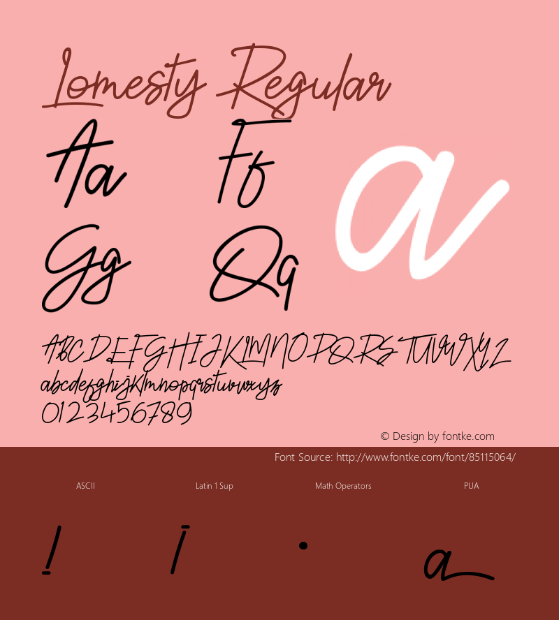 Lomesty Version 1.00;March 21, 2020;FontCreator 13.0.0.2613 64-bit图片样张