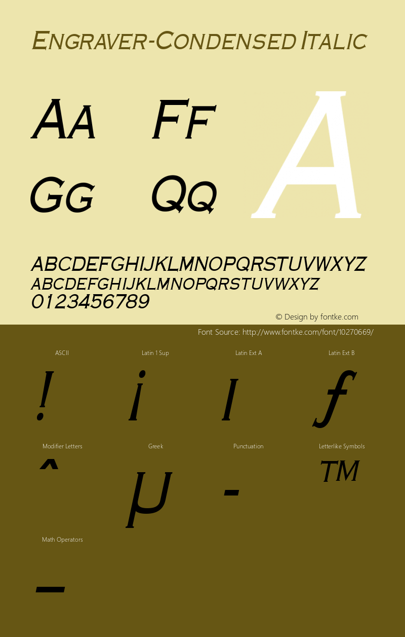 Engraver-Condensed Italic 1.0/1995: 2.0/2001图片样张