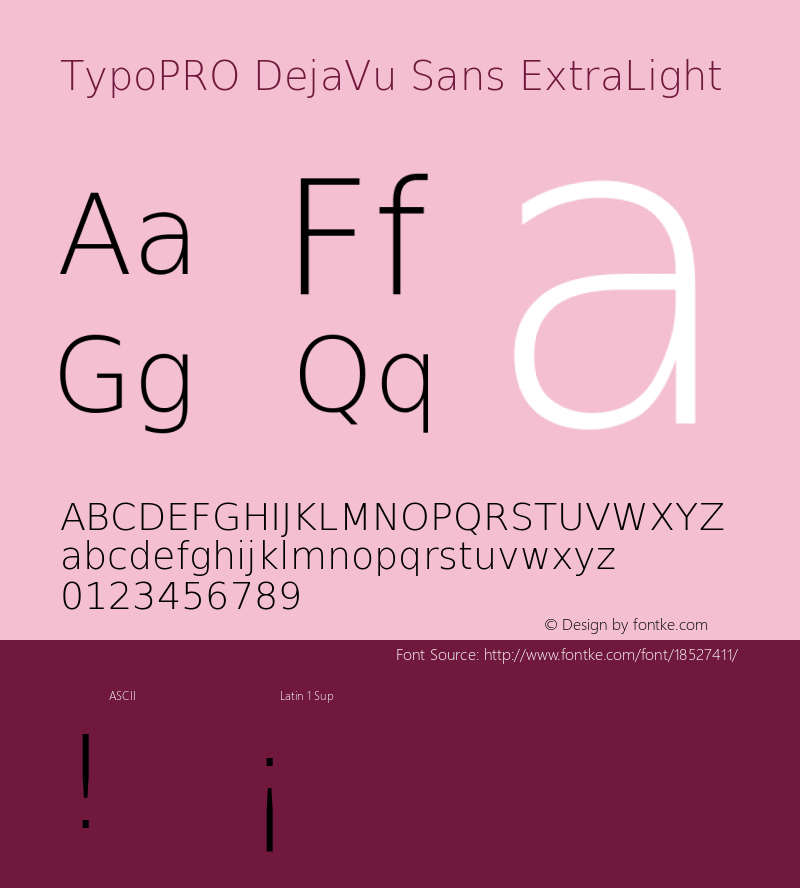 TypoPRO DejaVu Sans ExtraLight Version 2.37图片样张