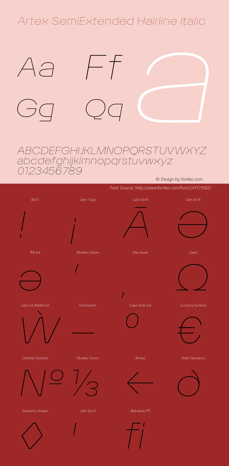 Artex SemiExtended Hairline Italic Version 1.005图片样张