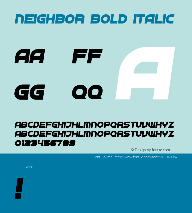 Neighbor Bold Italic Version 1.000图片样张