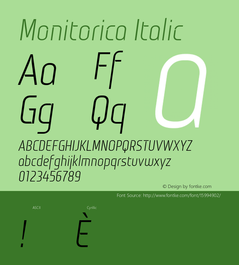 Monitorica Italic 1.2; CC 4.0 BY-ND; ttfautohint (v1.4.1)图片样张