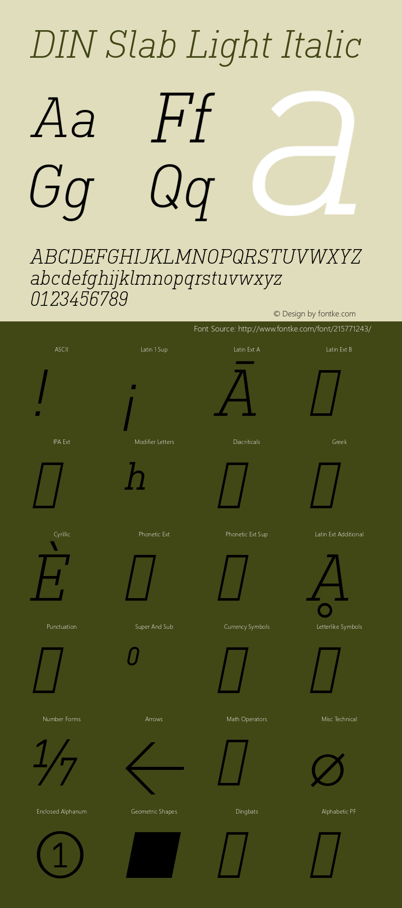 DIN Slab Light Italic Version 1.00图片样张