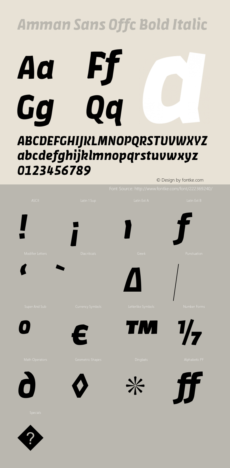 Amman Sans Offc Bold Italic Version 7.504; 2010; Build 1020图片样张