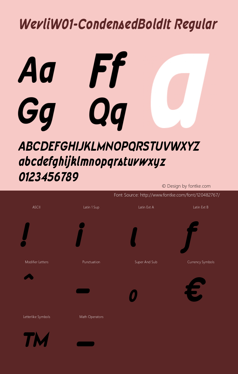 Wevli W01 Condensed Bold Italic Version 4.00图片样张