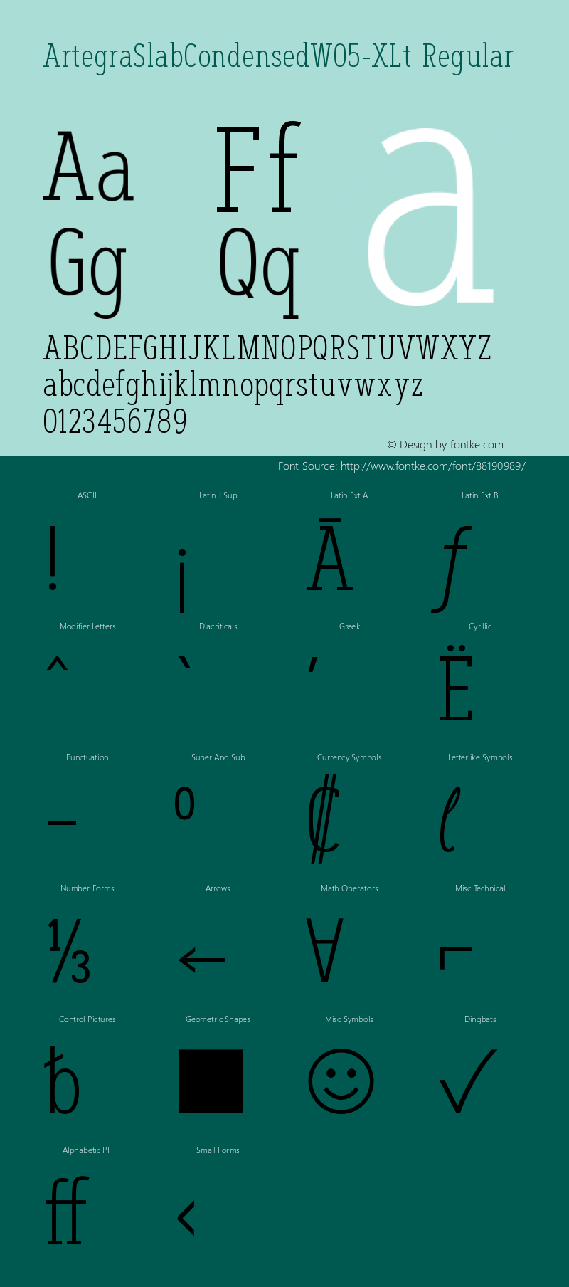 Artegra Slab Condensed W05 XLt Version 1.001图片样张