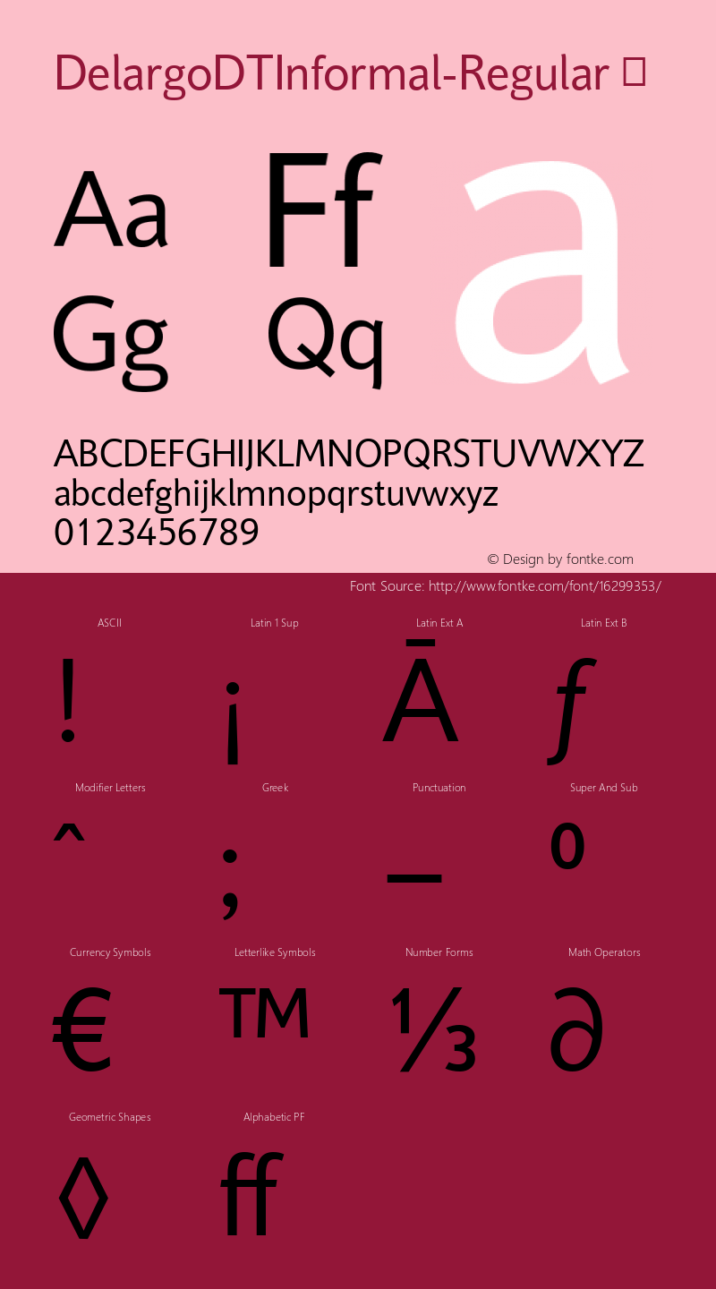 DelargoDTInformal-Regular ☞ Version 1.00 CFF OTF. DTP Types Limited Aug 11 2006;com.myfonts.easy.dtptypes.delargo-dtinformal.regular.wfkit2.version.2E4N图片样张