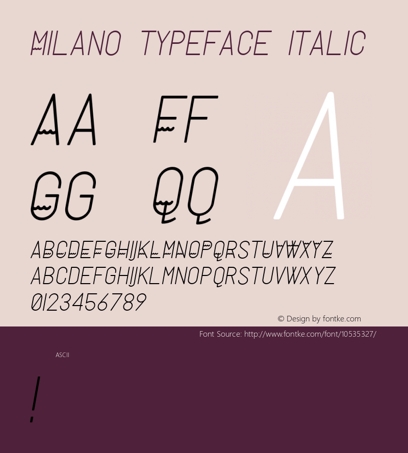 Milano Typeface Italic Unknown图片样张