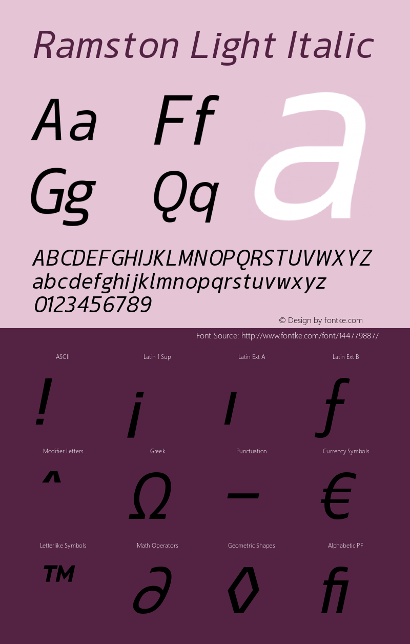 Ramston-LightItalic 1.000图片样张