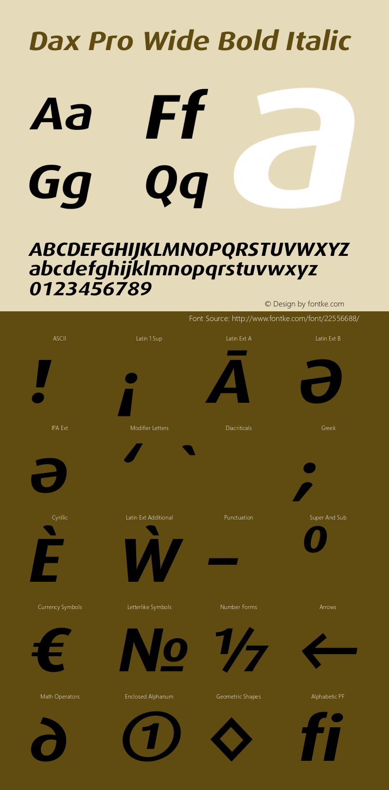 Dax Pro Wide Bold Italic Version 7.504图片样张