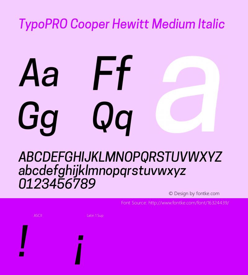 TypoPRO Cooper Hewitt Medium Italic 1.000图片样张