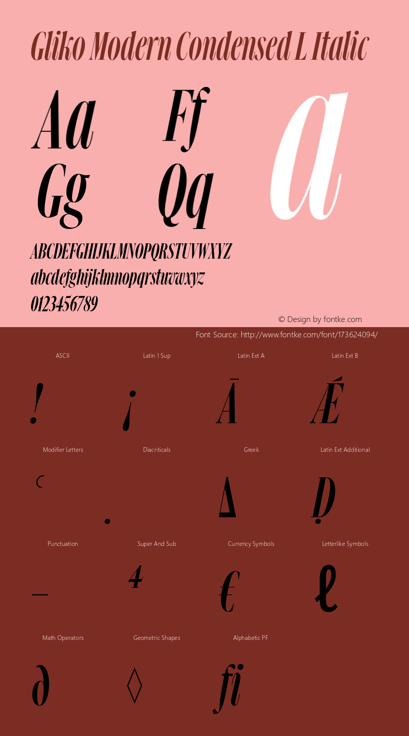 Gliko Modern Condensed L Italic Version 2.000;hotconv 1.0.109;makeotfexe 2.5.65596图片样张