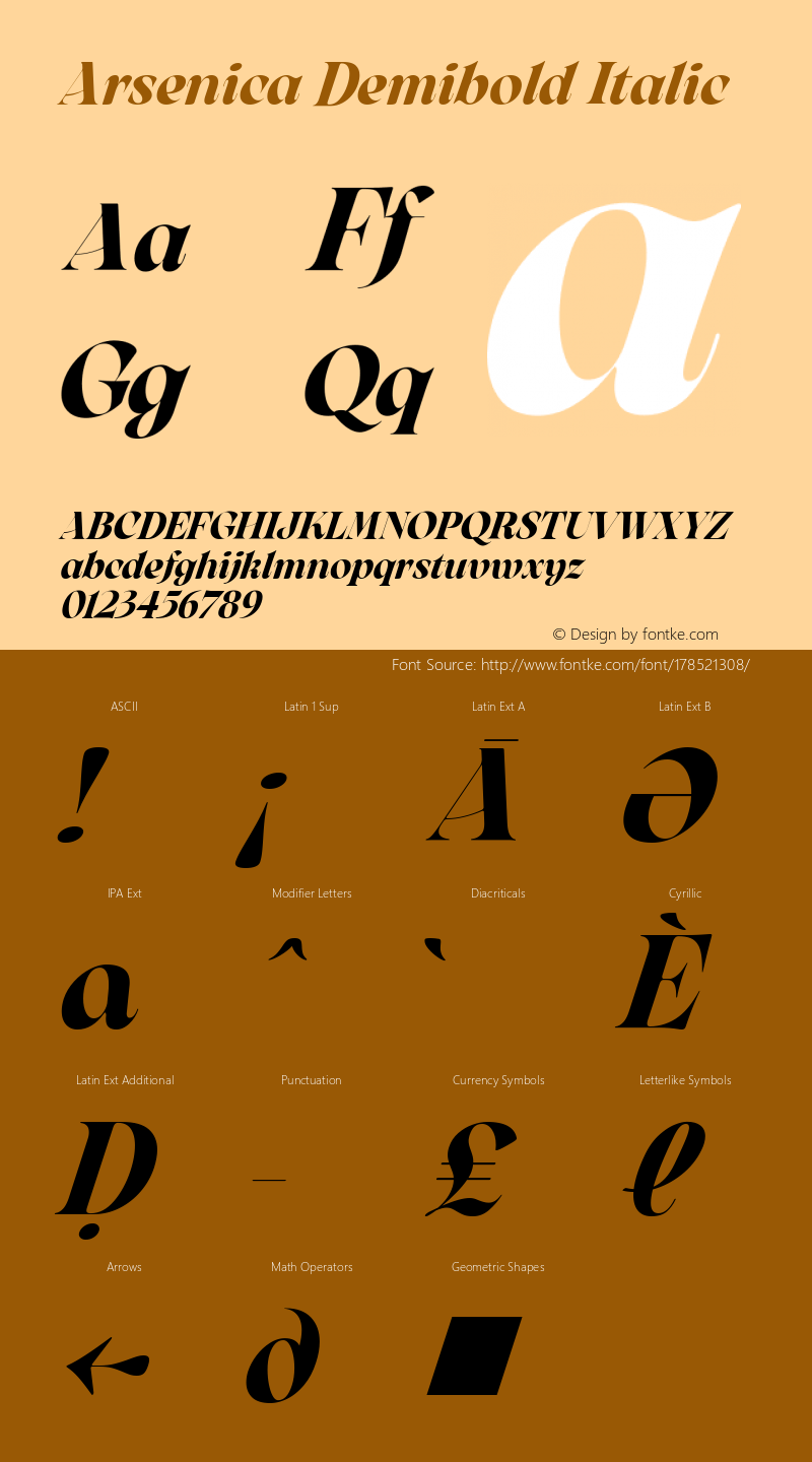 Arsenica Demibold Italic Version 0.003图片样张