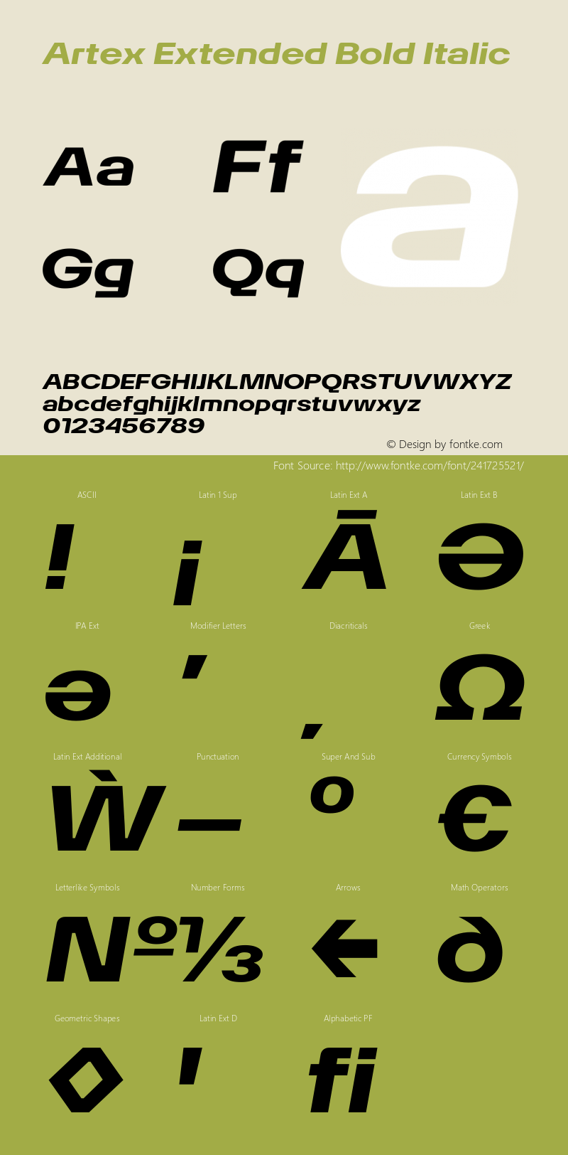 Artex Extended Bold Italic Version 1.005图片样张