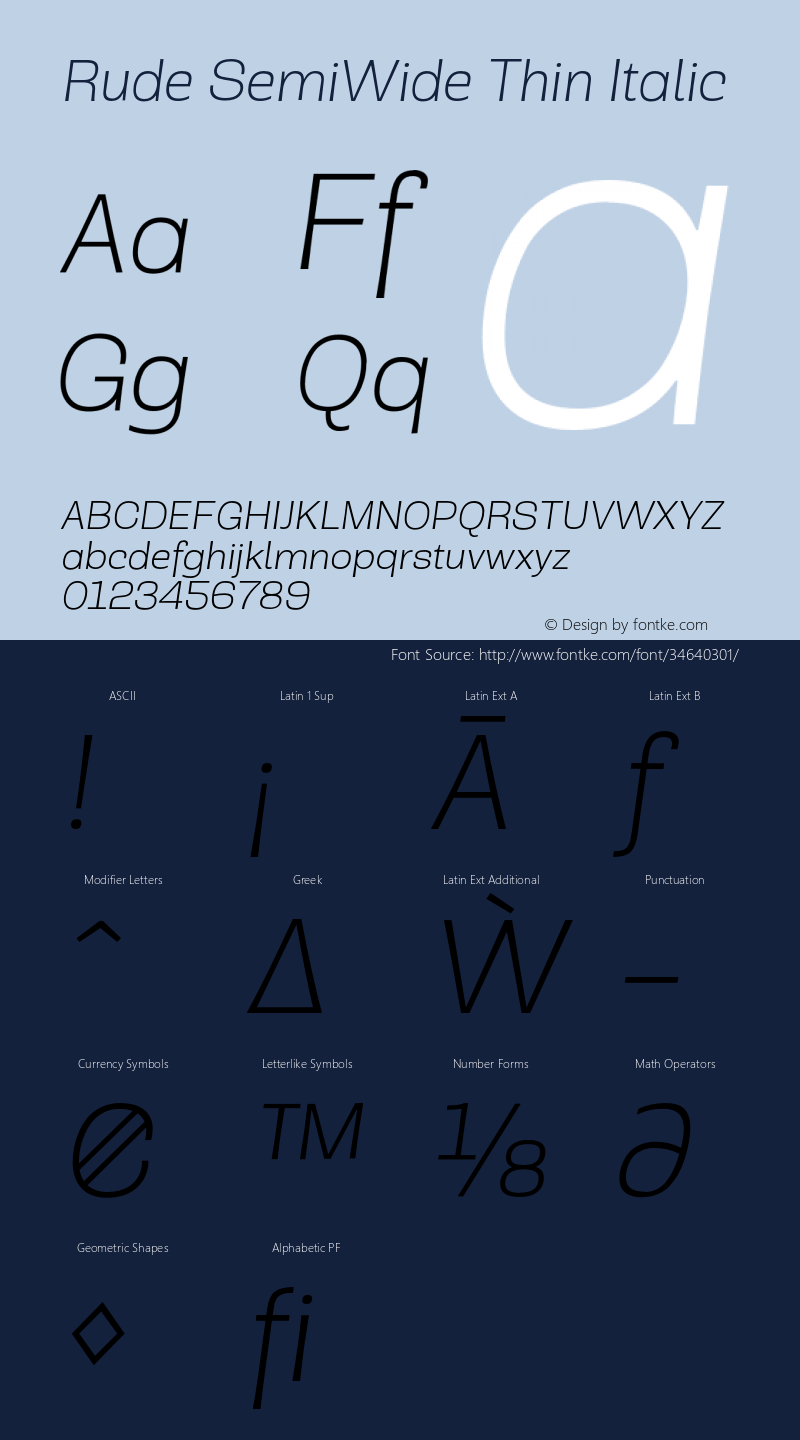 Rude SemiWide Thin Italic Version 1.000图片样张