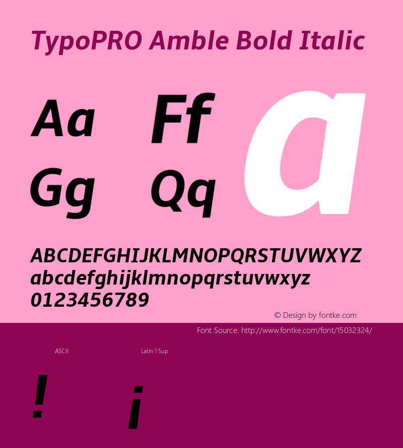 TypoPRO Amble Bold Italic Version 1.00000; 2009图片样张