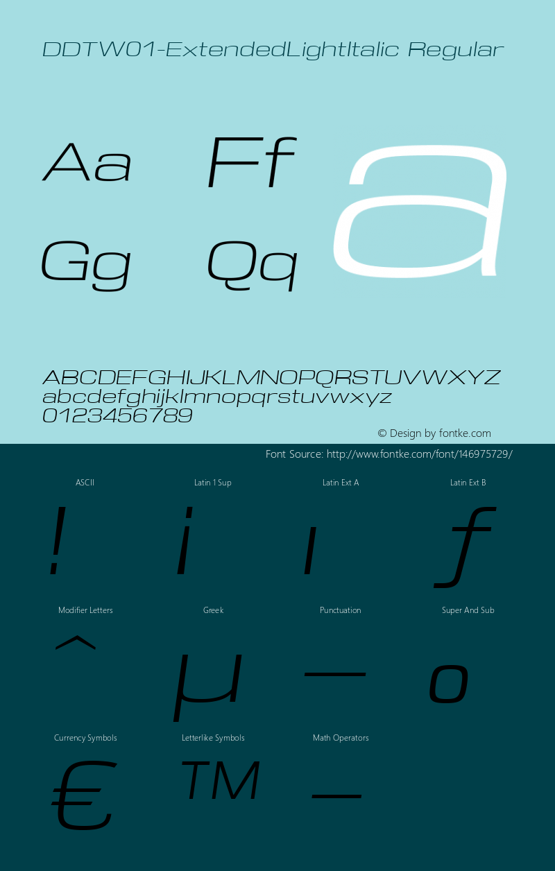 DDT W01 Extended Light Italic Version 1.40图片样张