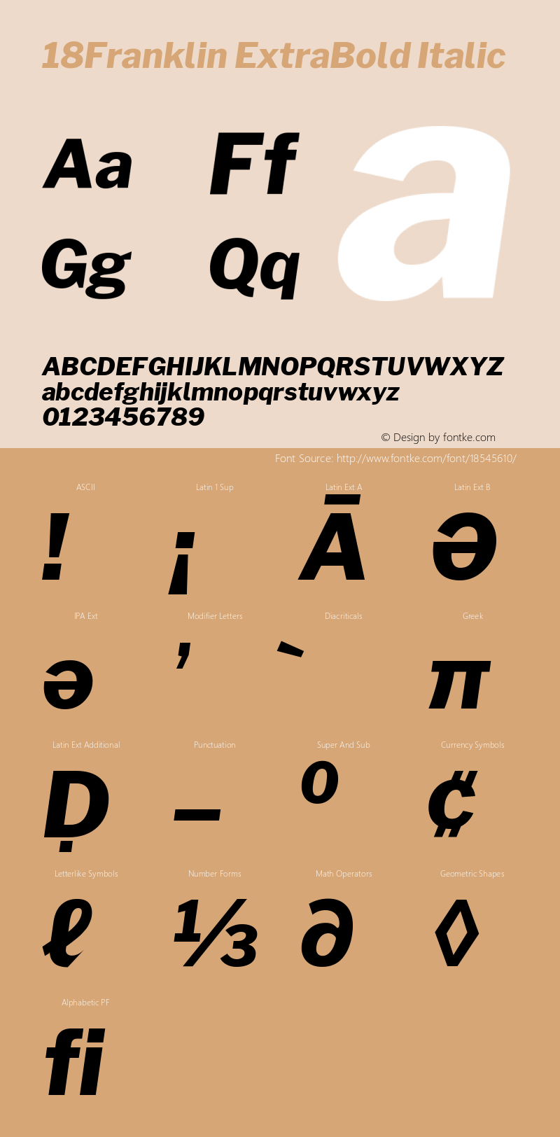 18Franklin ExtraBold Italic Version 1.016;PS 001.016;hotconv 1.0.88;makeotf.lib2.5.64775图片样张