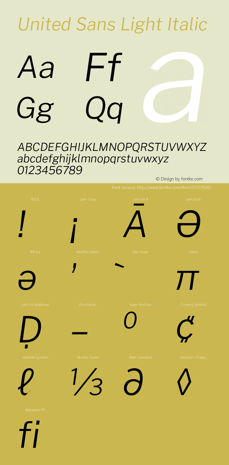 United Sans Light Italic Version 1.000;PS 001.000;hotconv 1.0.88;makeotf.lib2.5.64775图片样张