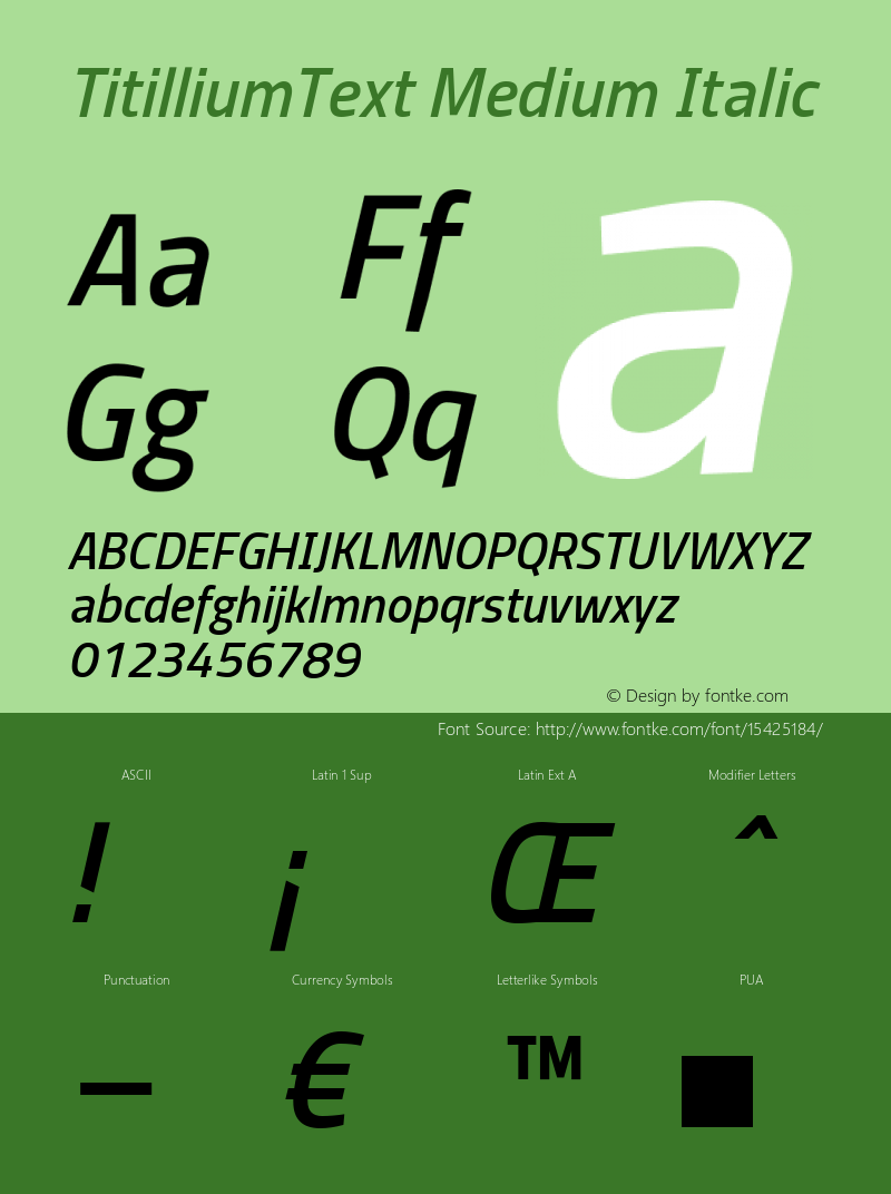 TitilliumText Medium Italic Version 60.001图片样张