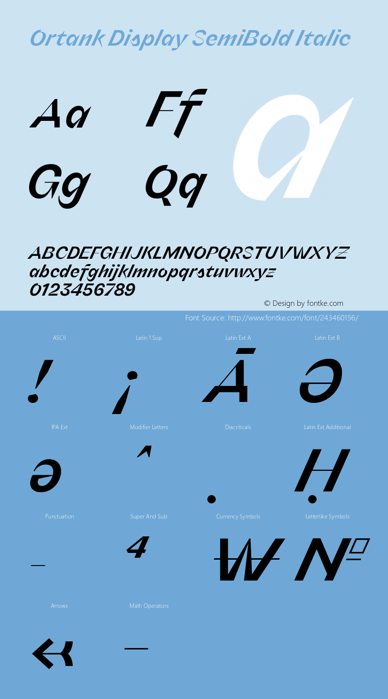 Ortank Display SemiBold Italic Version 1.000 | web-ttf图片样张