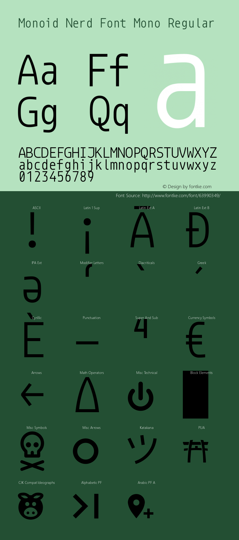 Monoid Regular Nerd Font Complete Mono Version 0.61;Nerd Fonts 2.0.图片样张