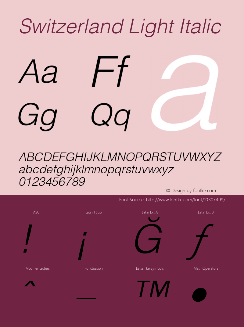 Switzerland Light Italic 0.0图片样张