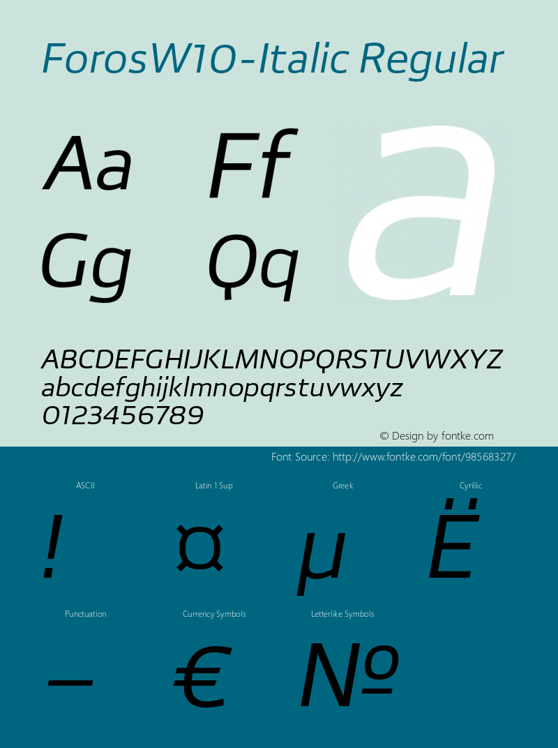 Foros W10 Italic Version 1.00图片样张