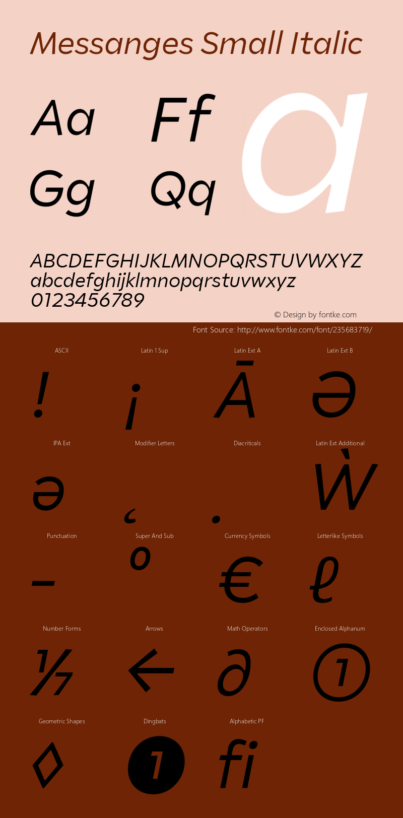 Messanges Small Italic Version 1.000;FEAKit 1.0图片样张