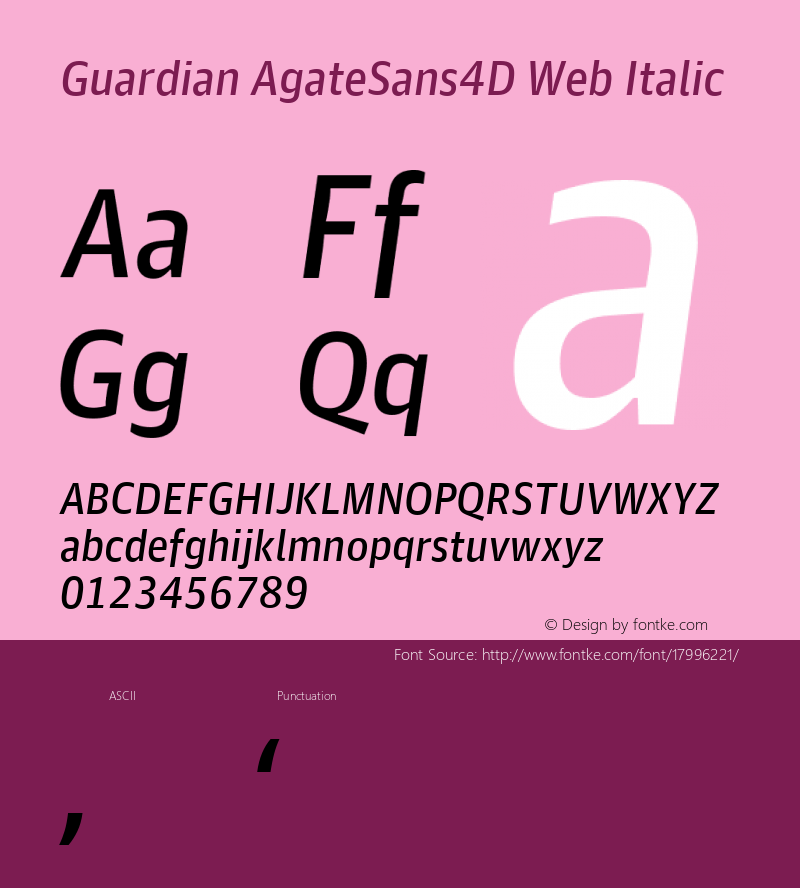 Guardian AgateSans4D Web Italic Version 001.002 2011图片样张