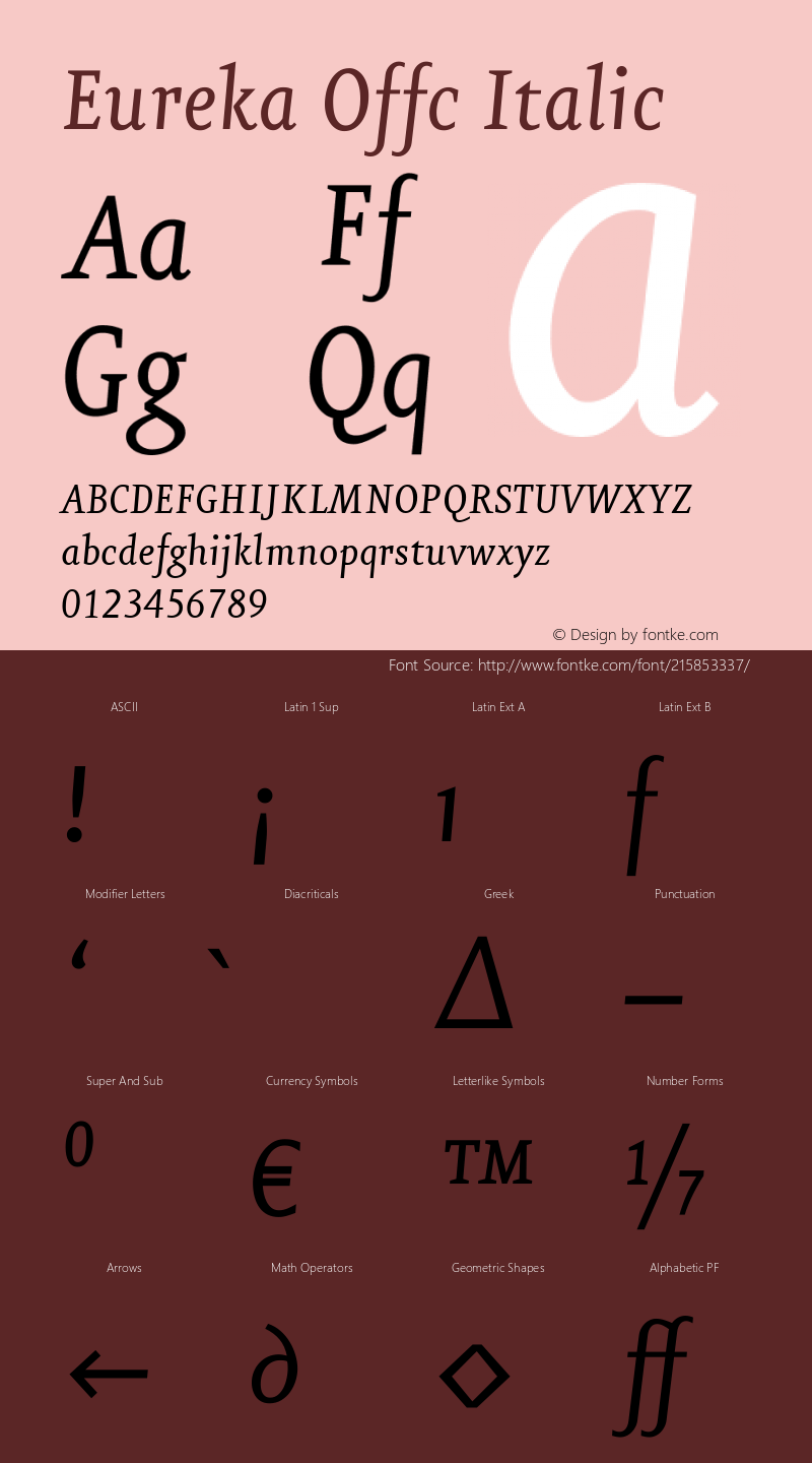 Eureka Offc Italic Version 7.504; 2011; Build 1020图片样张