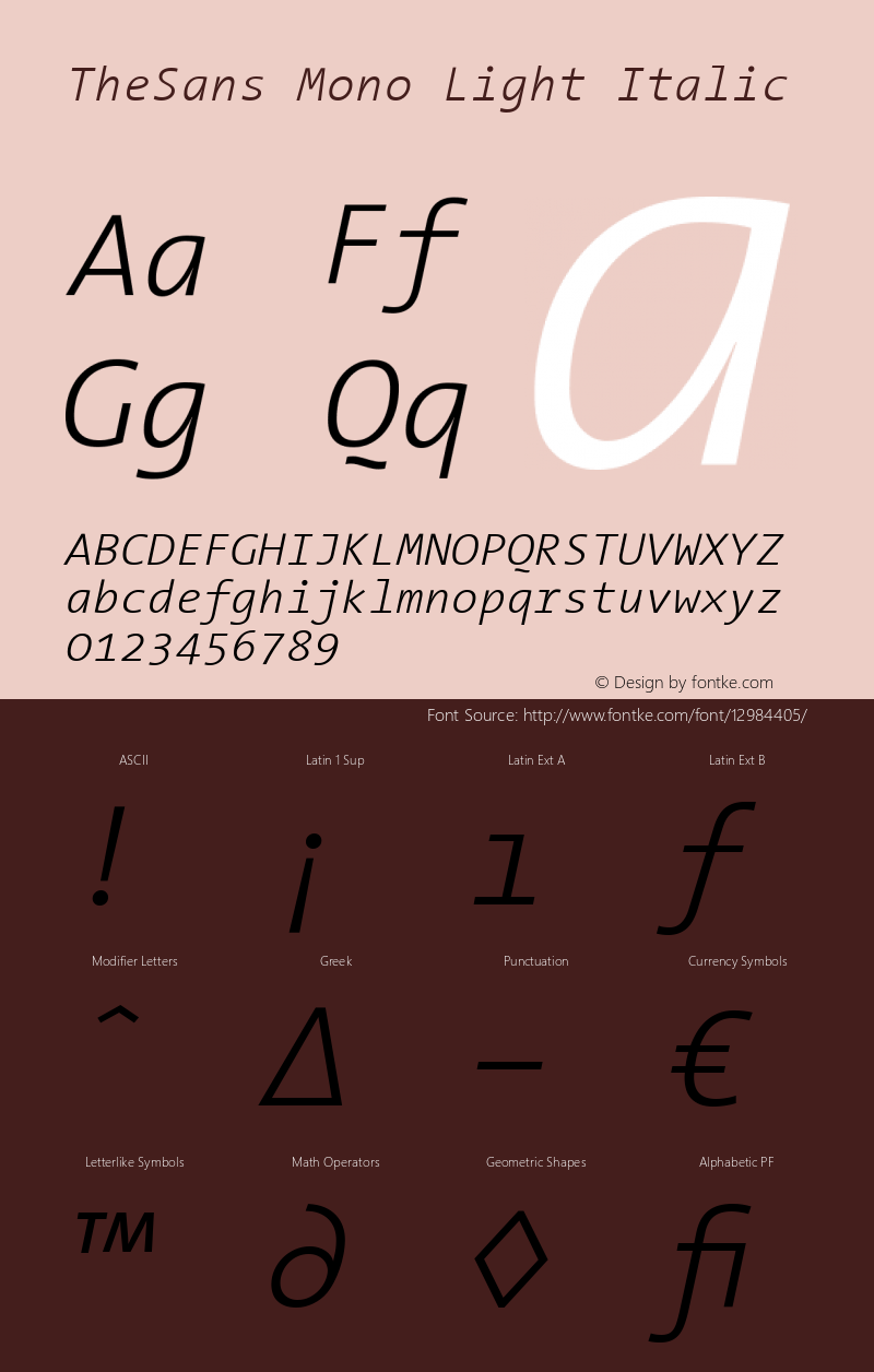 TheSans Mono Light Italic 001.000图片样张