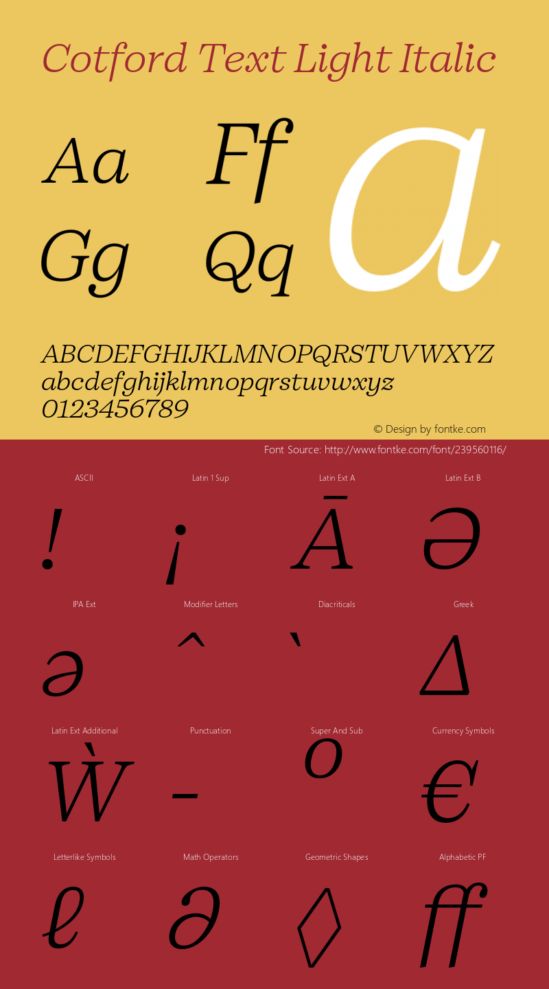 Cotford Text Light Italic Version 1.00图片样张