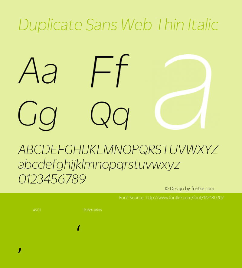 Duplicate Sans Web Thin Italic Version 1.1 2013图片样张