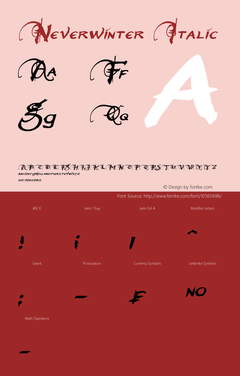 Neverwinter Italic Version 2.00 July 25, 2014图片样张