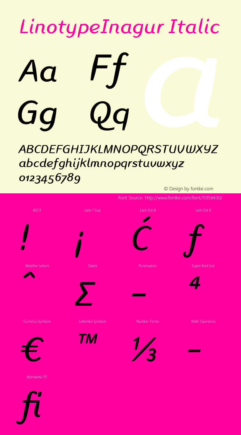 LinotypeInagur Italic Version 1.000图片样张