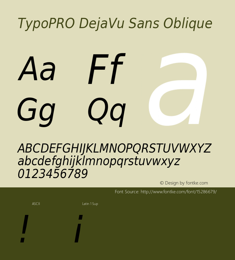 TypoPRO DejaVu Sans Oblique Version 2.34图片样张