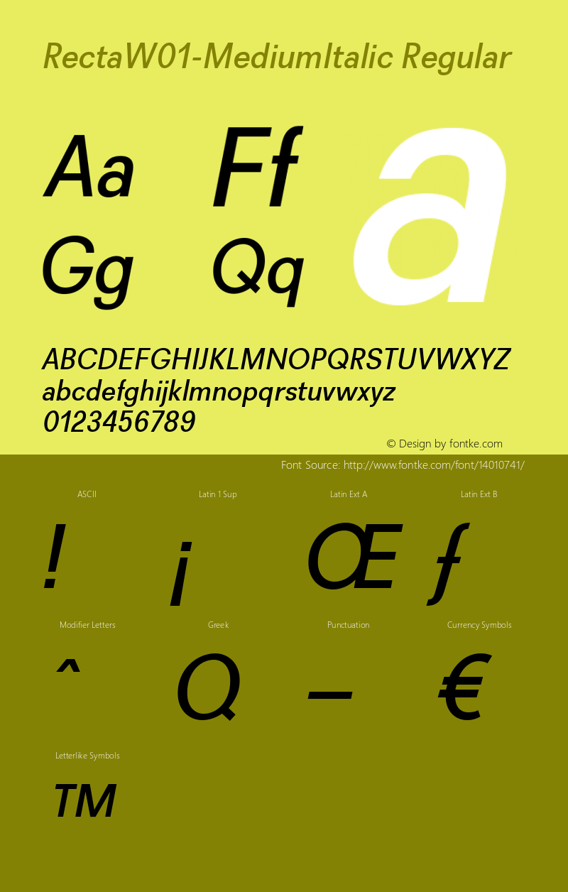 RectaW01-MediumItalic Regular Version 1.00图片样张