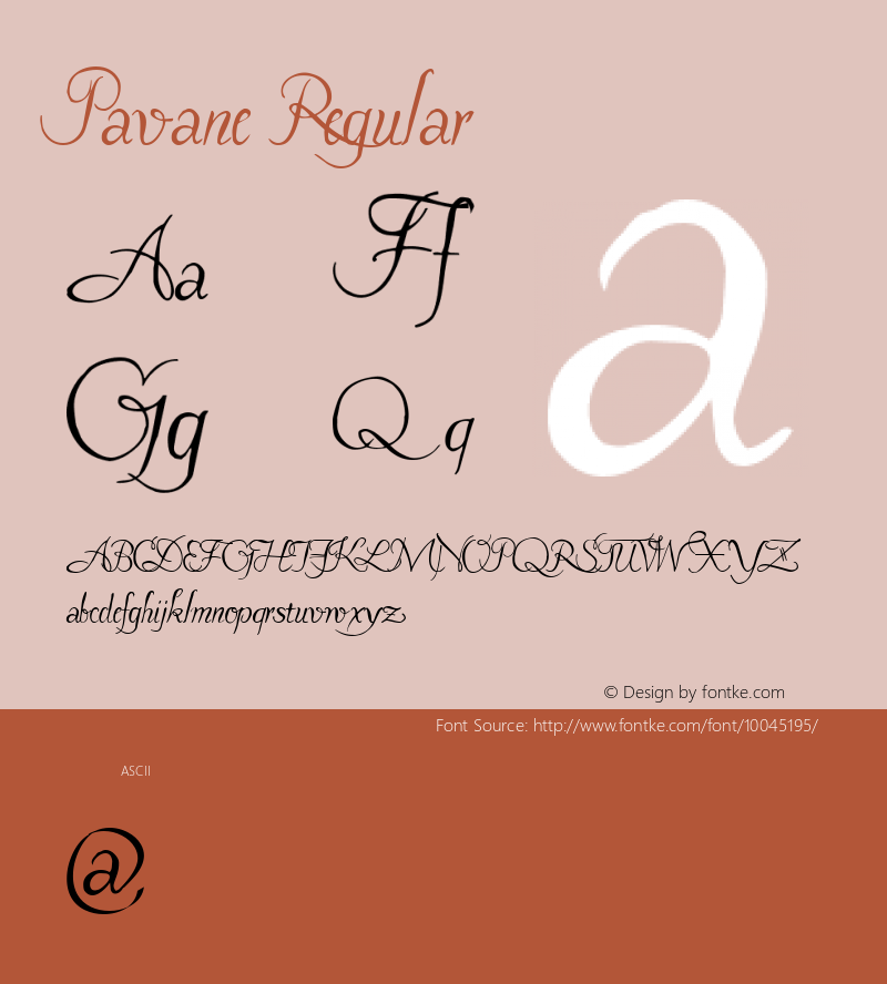 Pavane Regular Altsys Fontographer 4.0.3 8/7/97图片样张