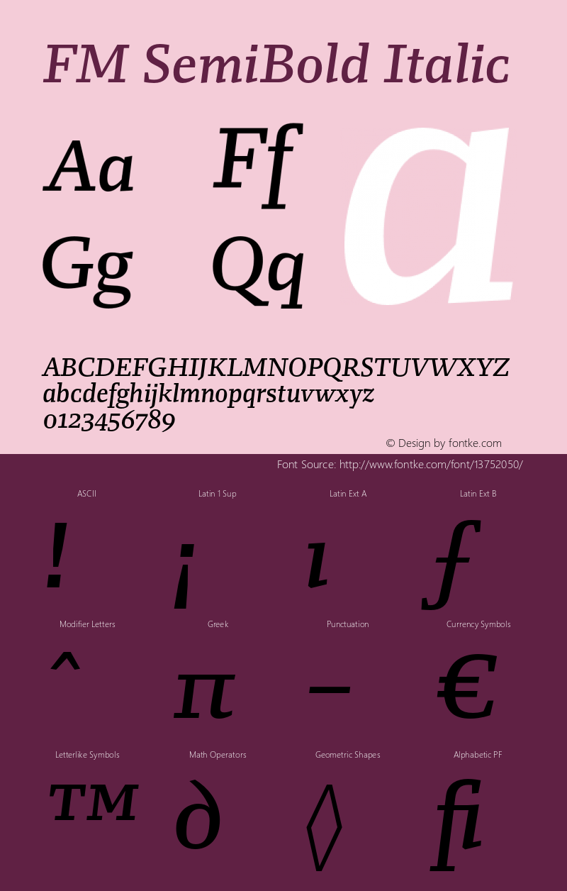 FM SemiBold Italic Version 1.001图片样张