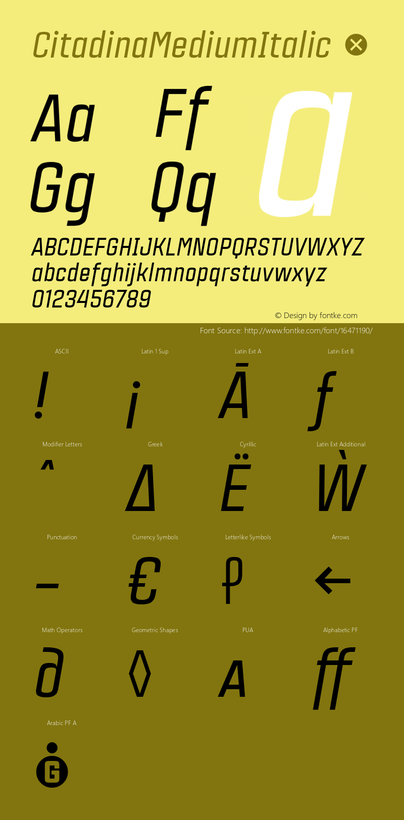 CitadinaMediumItalic ☞ Version 001.001 ;com.myfonts.easy.graviton.citadina.medium-italic.wfkit2.version.4Af1图片样张