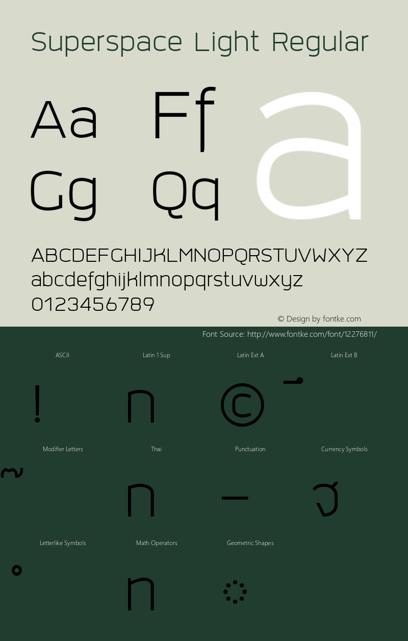 Superspace Light Regular Version 1.000 2015 by Fontcraft : Jutipong Poosumas图片样张