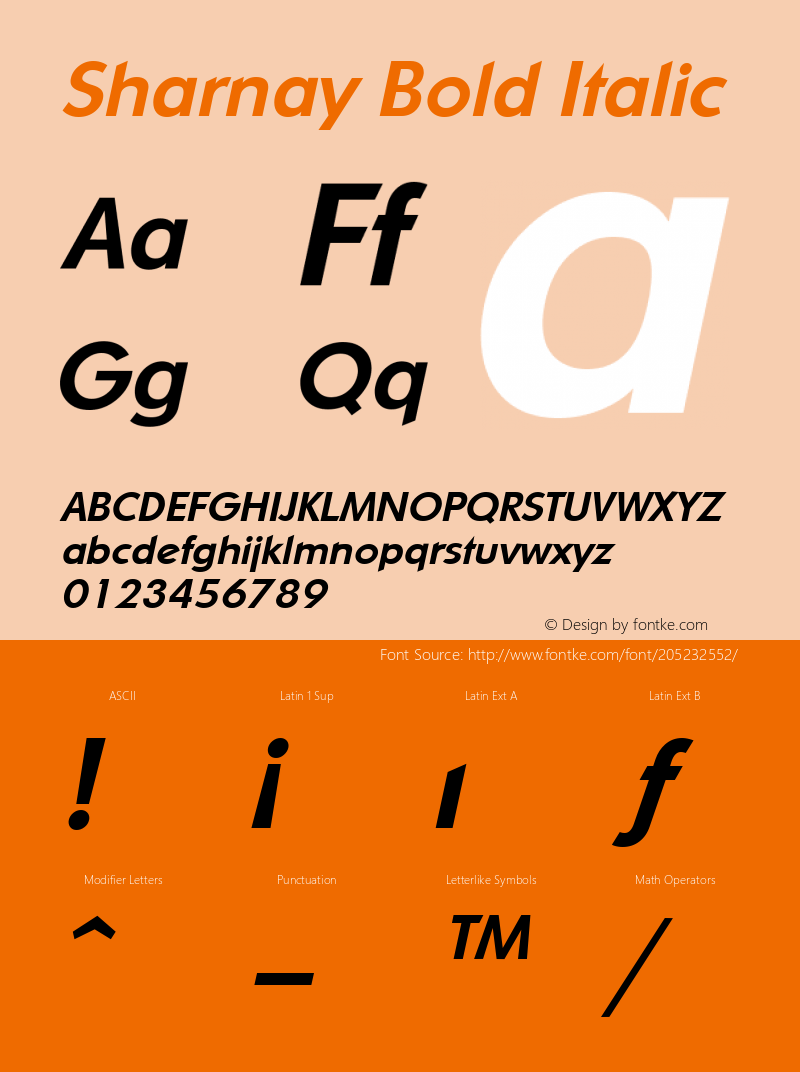 Sharnay Bold Italic Altsys Fontographer 3.5  7/17/96图片样张