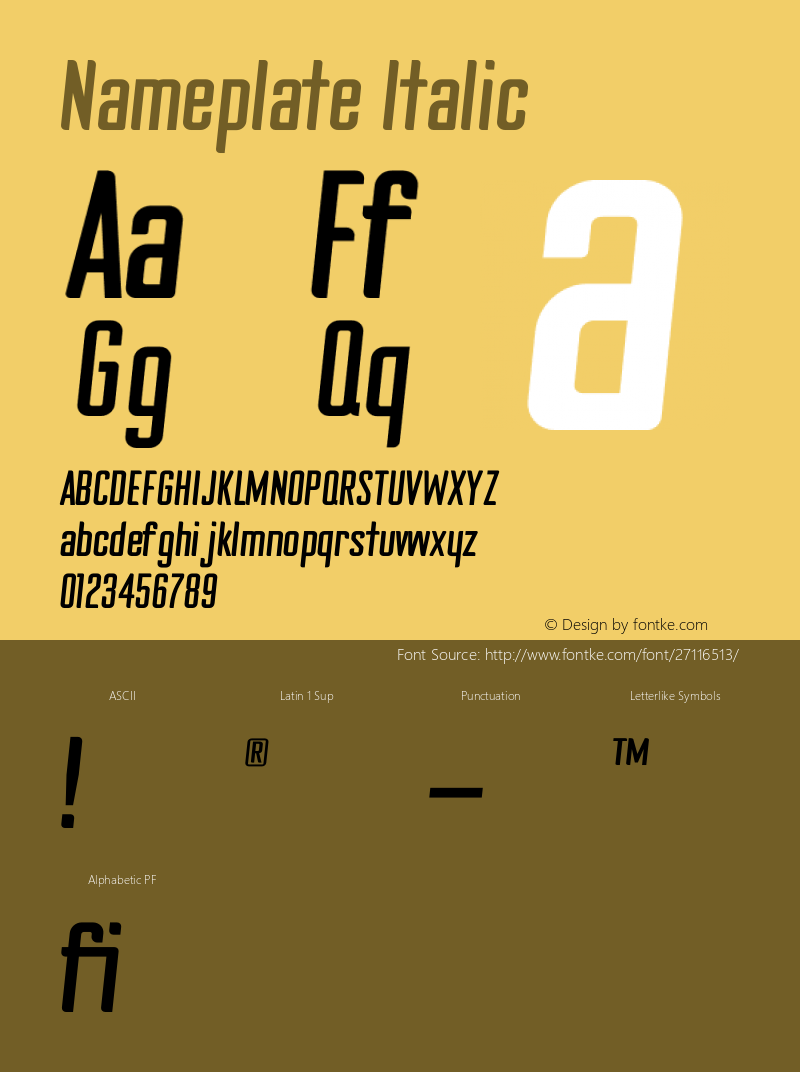 Nameplate Italic Version 1.002;Fontself Maker 2.1.2图片样张