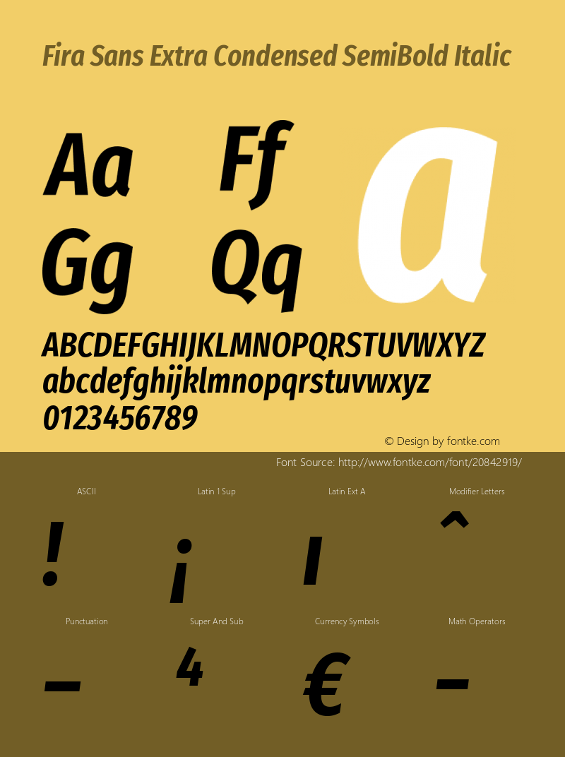 Fira Sans Extra Condensed SemiBold Italic Version 4.203图片样张