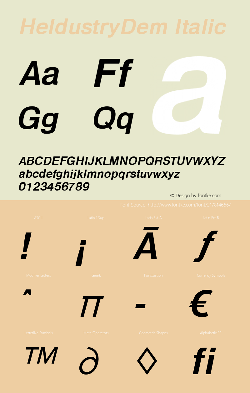 HeldustryDem Italic Version 1.00图片样张